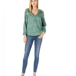NWT  PRANA  Women's Sz S Elsie Tencil Tunic Top Peacock Art Casual Green Sage